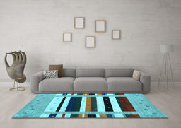Machine Washable Abstract Light Blue Contemporary Rug in a Living Room, wshcon1953lblu