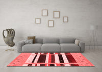 Machine Washable Abstract Red Contemporary Rug, wshcon1953red