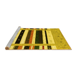 Sideview of Machine Washable Abstract Yellow Contemporary Rug, wshcon1953yw