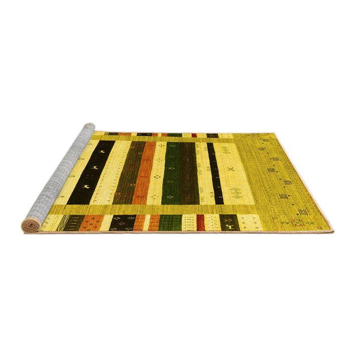 Sideview of Machine Washable Abstract Yellow Contemporary Rug, wshcon1953yw