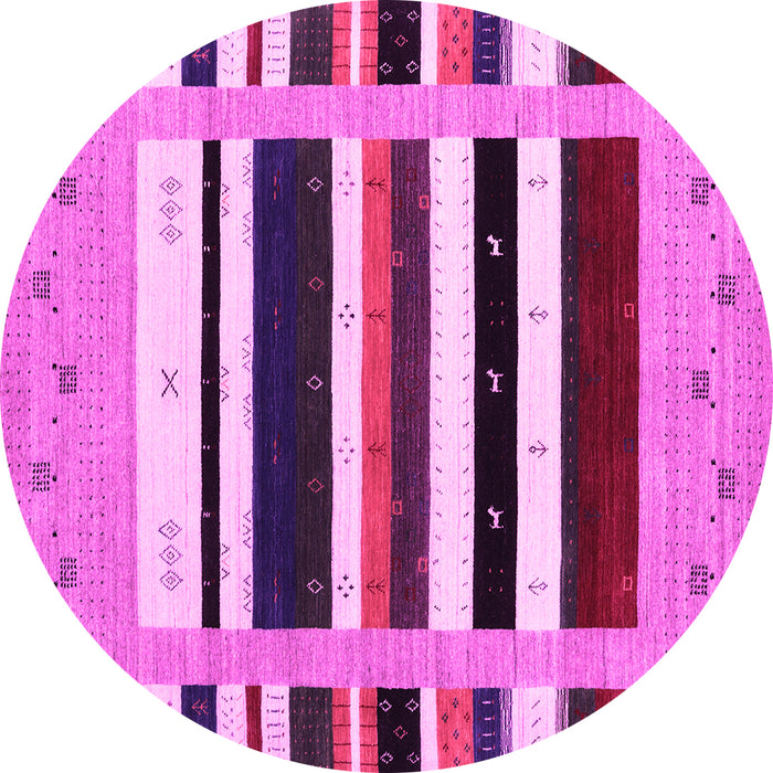 Round Machine Washable Abstract Pink Contemporary Rug, wshcon1953pnk