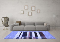 Machine Washable Abstract Blue Contemporary Rug, wshcon1953blu