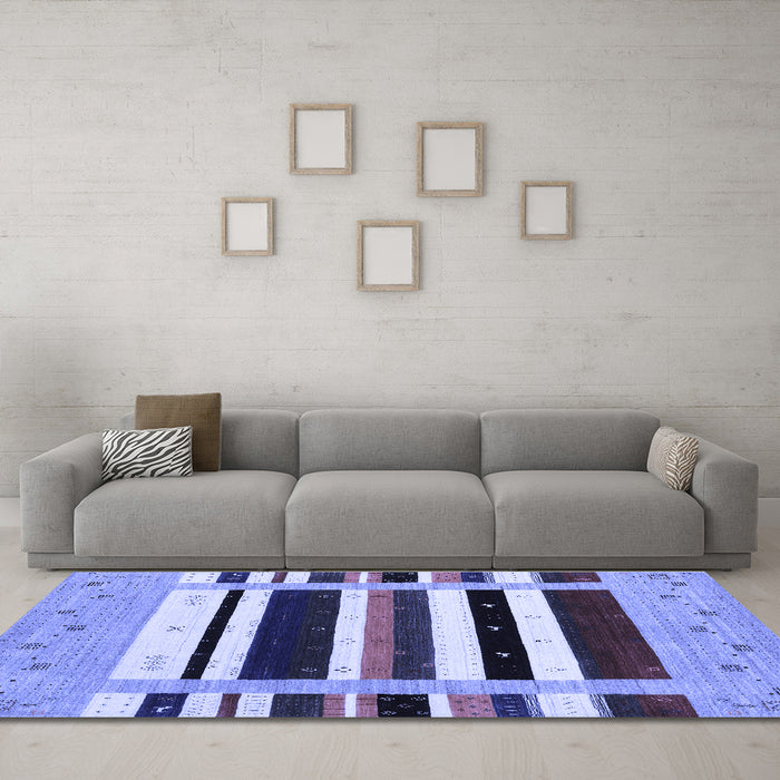 Machine Washable Abstract Blue Contemporary Rug in a Living Room, wshcon1953blu