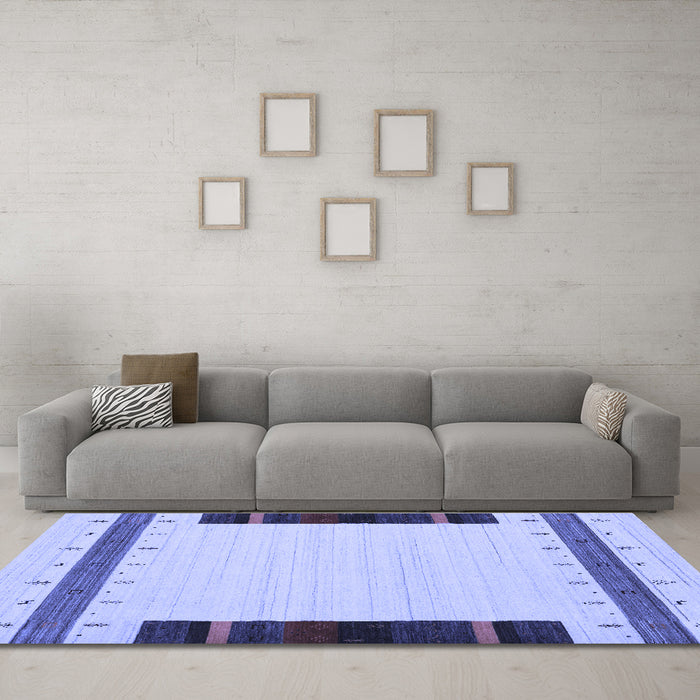 Machine Washable Abstract Blue Contemporary Rug in a Living Room, wshcon1954blu