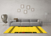 Machine Washable Abstract Yellow Contemporary Rug, wshcon1954yw