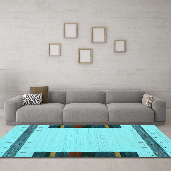 Machine Washable Abstract Light Blue Contemporary Rug in a Living Room, wshcon1954lblu