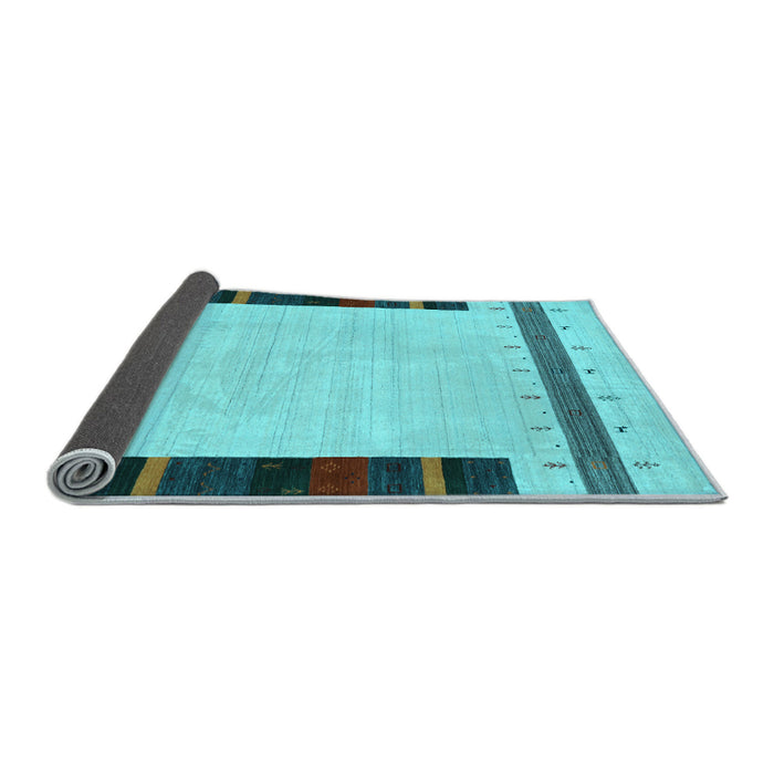 Sideview of Abstract Light Blue Contemporary Rug, con1954lblu