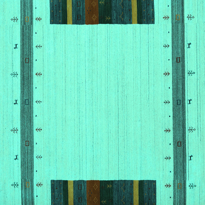 Square Abstract Turquoise Contemporary Rug, con1954turq