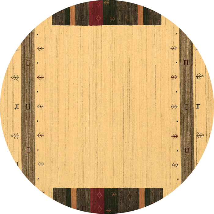 Round Abstract Brown Contemporary Rug, con1954brn