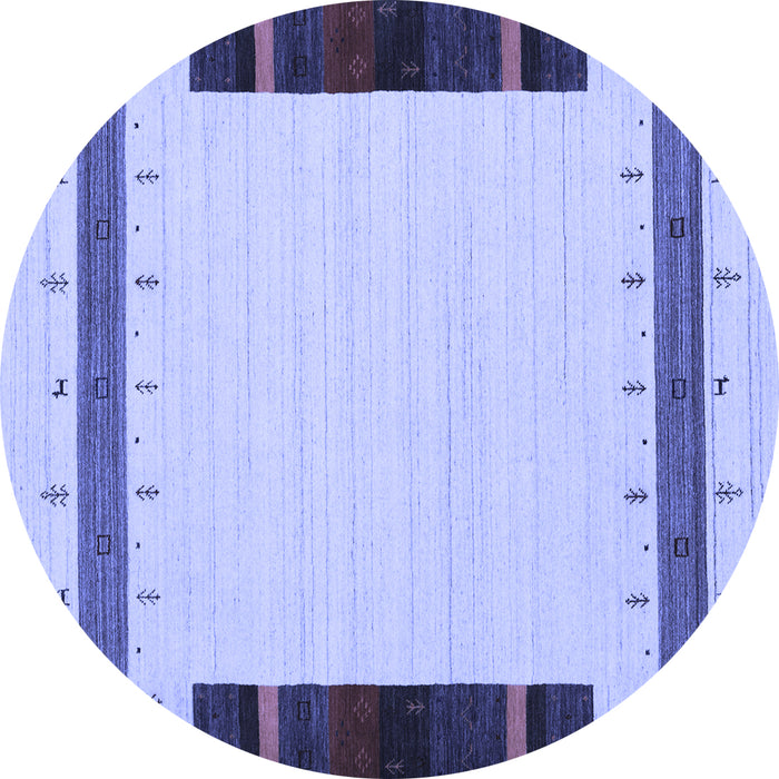 Round Abstract Blue Contemporary Rug, con1954blu