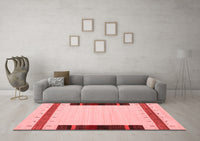 Machine Washable Abstract Red Contemporary Rug, wshcon1954red