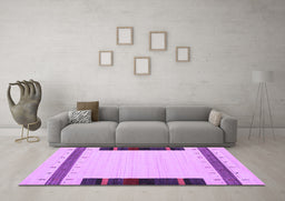 Machine Washable Abstract Purple Contemporary Area Rugs in a Living Room, wshcon1954pur