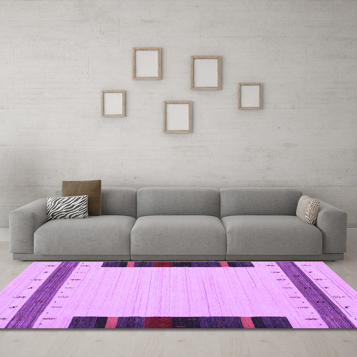 Machine Washable Abstract Purple Contemporary Area Rugs in a Living Room, wshcon1954pur