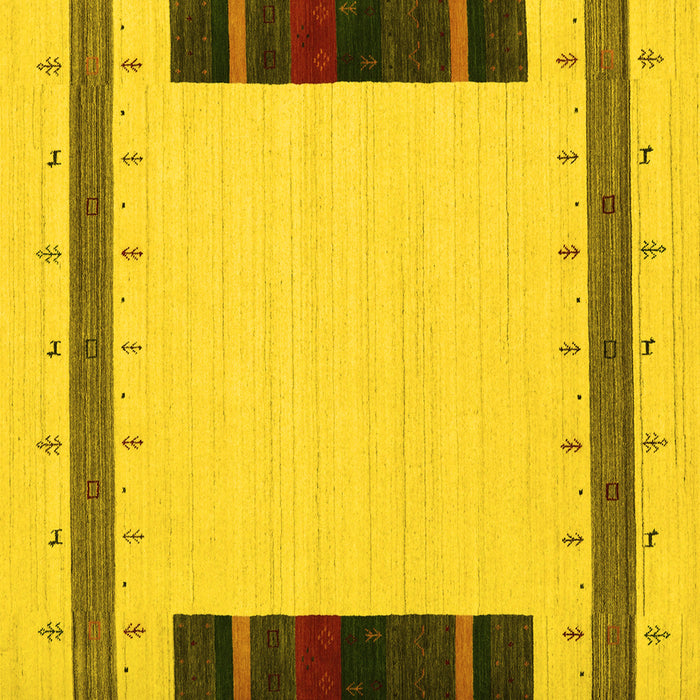 Square Machine Washable Abstract Yellow Contemporary Rug, wshcon1954yw