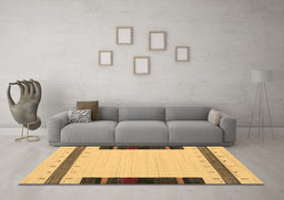 Machine Washable Abstract Brown Contemporary Rug in a Living Room,, wshcon1954brn
