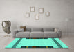 Machine Washable Abstract Turquoise Contemporary Area Rugs in a Living Room,, wshcon1954turq