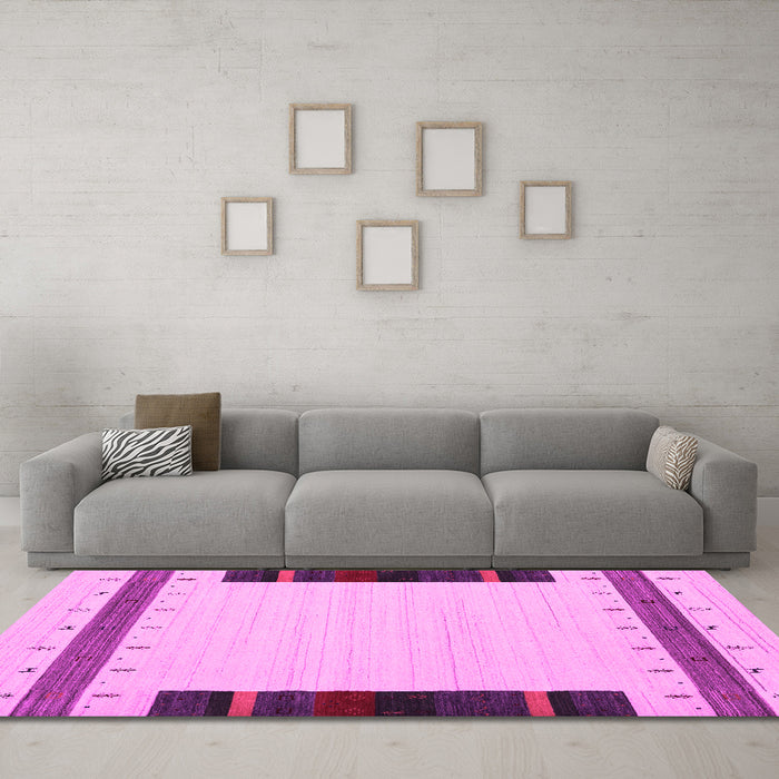 Machine Washable Abstract Pink Contemporary Rug in a Living Room, wshcon1954pnk