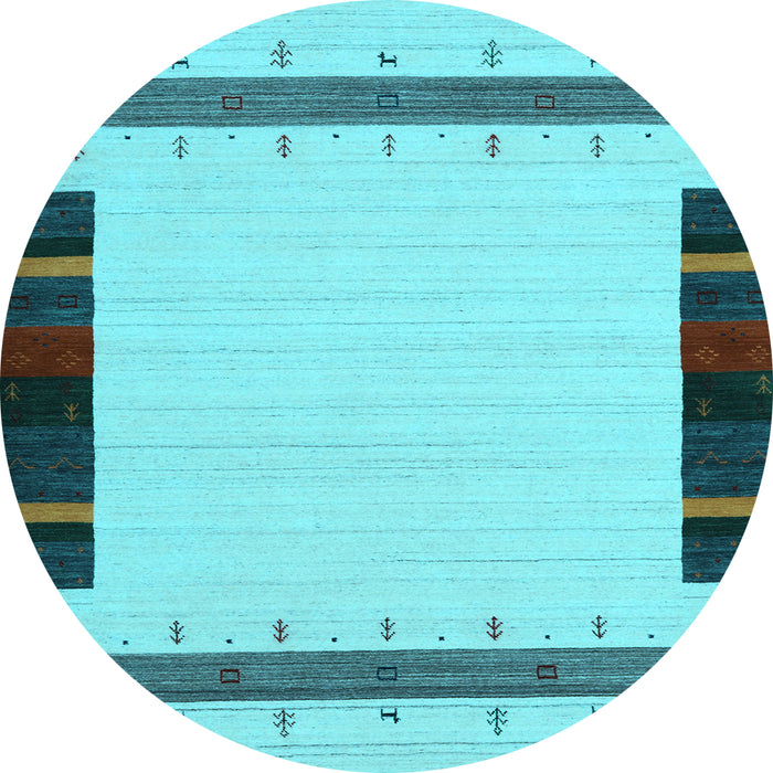 Round Machine Washable Abstract Light Blue Contemporary Rug, wshcon1954lblu