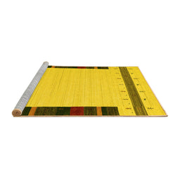 Sideview of Machine Washable Abstract Yellow Contemporary Rug, wshcon1954yw