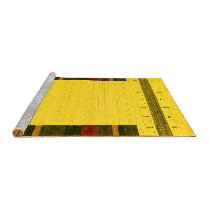 Sideview of Machine Washable Abstract Yellow Contemporary Rug, wshcon1954yw