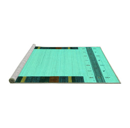 Sideview of Machine Washable Abstract Turquoise Contemporary Area Rugs, wshcon1954turq