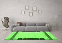 Machine Washable Abstract Green Contemporary Rug, wshcon1954grn