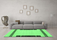 Machine Washable Abstract Emerald Green Contemporary Rug, wshcon1954emgrn