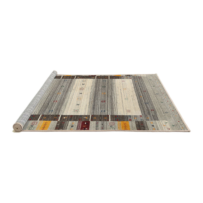 Serging Thickness of Machine Washable Contemporary Khaki Green Rug, wshcon1955