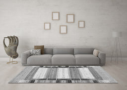 Machine Washable Abstract Gray Contemporary Rug in a Living Room,, wshcon1955gry