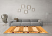 Machine Washable Abstract Orange Contemporary Area Rugs in a Living Room, wshcon1955org