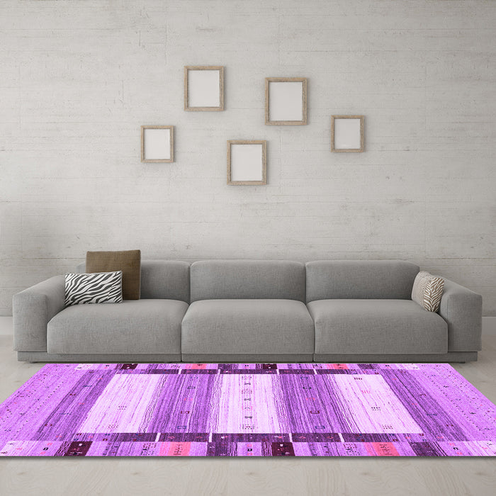 Machine Washable Abstract Purple Contemporary Area Rugs in a Living Room, wshcon1955pur