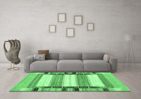 Machine Washable Abstract Emerald Green Contemporary Rug, wshcon1955emgrn