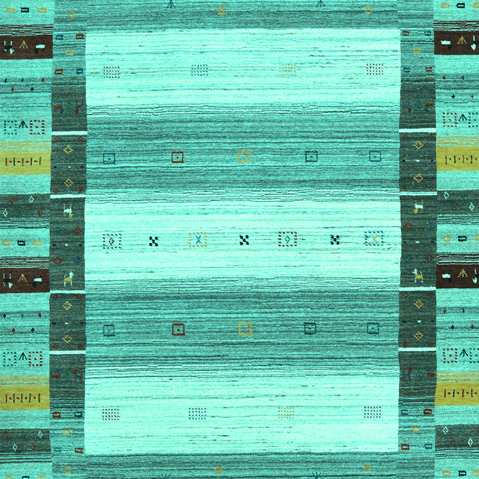 Machine Washable Abstract Turquoise Contemporary Area Rugs, wshcon1955turq