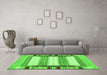 Machine Washable Abstract Green Contemporary Area Rugs in a Living Room,, wshcon1955grn