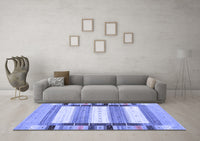 Machine Washable Abstract Blue Contemporary Rug, wshcon1955blu