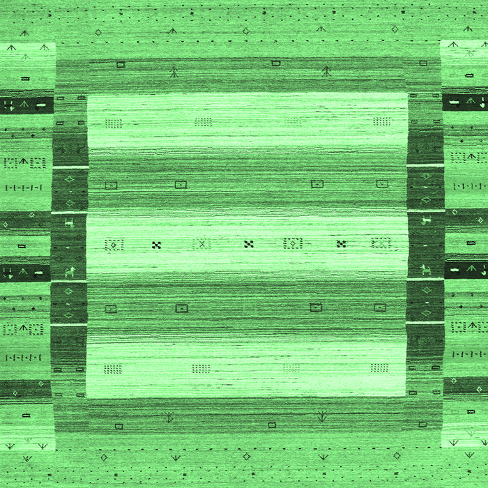 Square Machine Washable Abstract Emerald Green Contemporary Area Rugs, wshcon1955emgrn