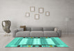 Machine Washable Abstract Turquoise Contemporary Area Rugs in a Living Room,, wshcon1955turq