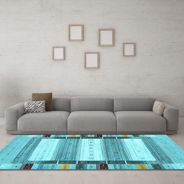 Machine Washable Abstract Light Blue Contemporary Rug in a Living Room, wshcon1955lblu