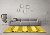 Machine Washable Abstract Yellow Contemporary Rug, wshcon1955yw