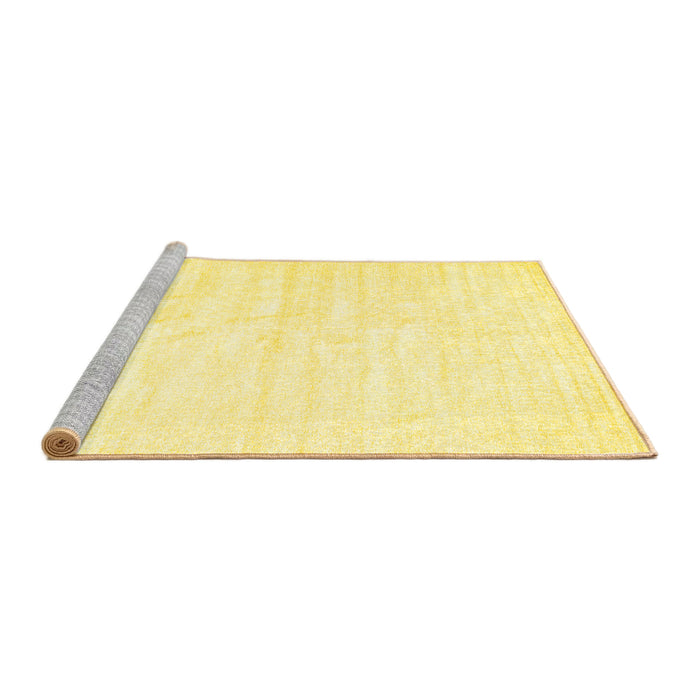 Sideview of Machine Washable Solid Yellow Modern Rug, wshcon1956yw