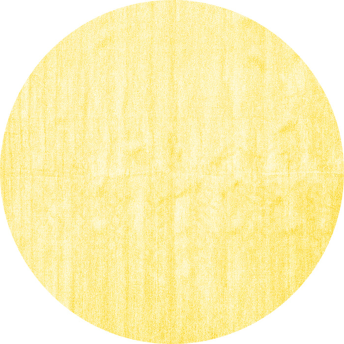 Round Solid Yellow Modern Rug, con1956yw