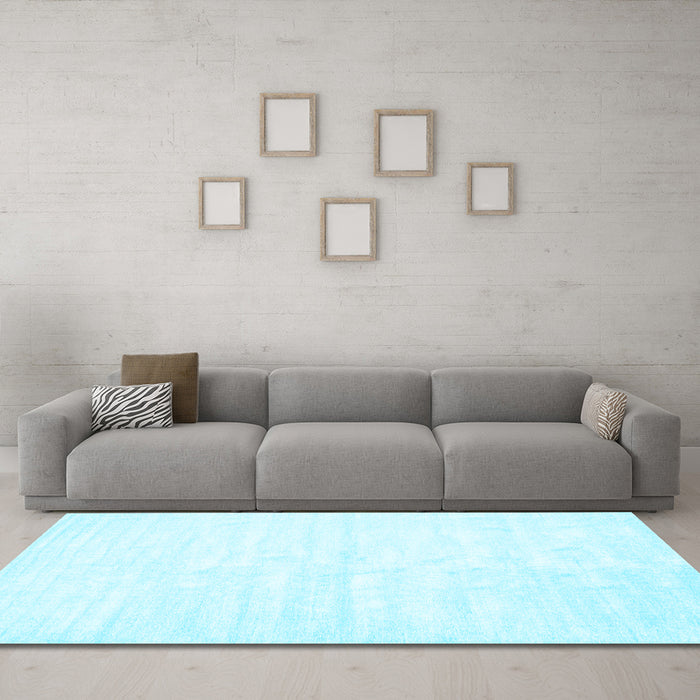 Machine Washable Solid Light Blue Modern Rug in a Living Room, wshcon1956lblu