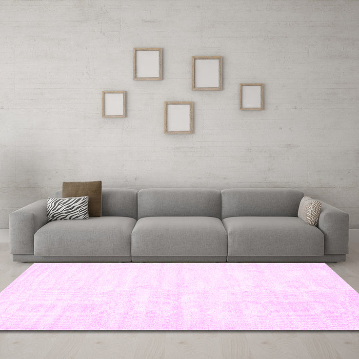 Machine Washable Solid Pink Modern Rug in a Living Room, wshcon1956pnk
