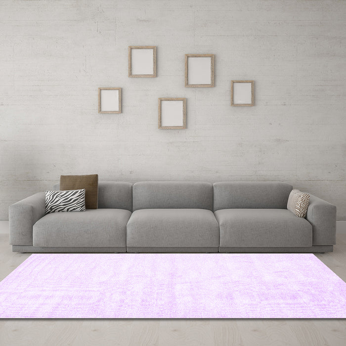 Machine Washable Solid Purple Modern Area Rugs in a Living Room, wshcon1956pur