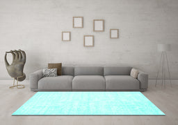 Machine Washable Solid Turquoise Modern Area Rugs in a Living Room,, wshcon1956turq