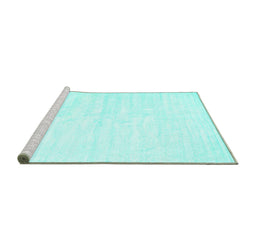 Sideview of Machine Washable Solid Turquoise Modern Area Rugs, wshcon1956turq