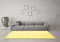 Machine Washable Solid Yellow Modern Rug, wshcon1956yw