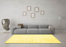 Machine Washable Solid Yellow Modern Rug in a Living Room, wshcon1956yw