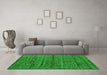 Machine Washable Abstract Green Contemporary Area Rugs in a Living Room,, wshcon1957grn