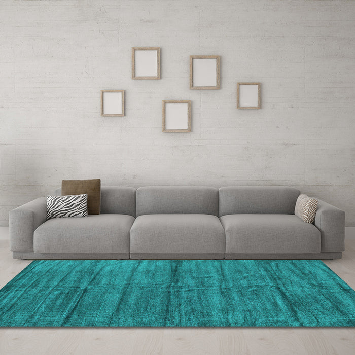 Machine Washable Abstract Light Blue Contemporary Rug in a Living Room, wshcon1957lblu